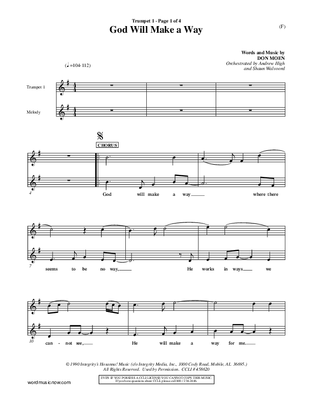 God Will Make A Way Trumpet 1 (Don Moen)
