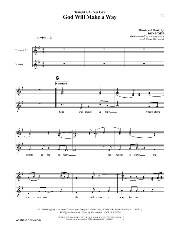 God Will Make A Way Trumpet 2/3 (Don Moen)