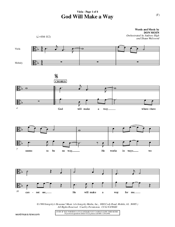 God Will Make A Way Viola (Don Moen)