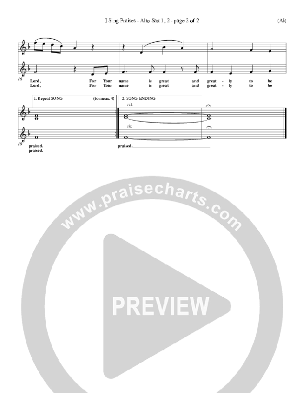 I Sing Praises Alto Sax 1/2 (Terry MacAlmon)