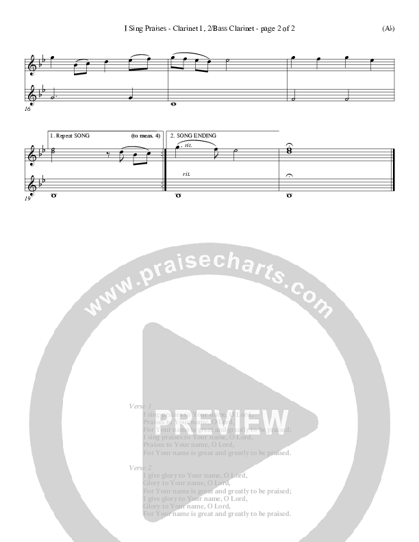 I Sing Praises Clarinet 1/2, Bass Clarinet (Terry MacAlmon)