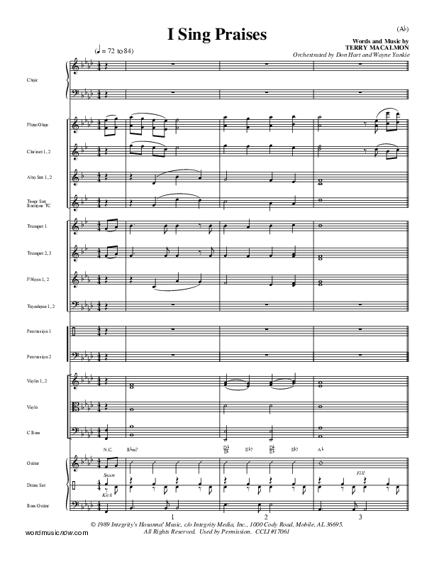 I Sing Praises Orchestration (Terry MacAlmon)