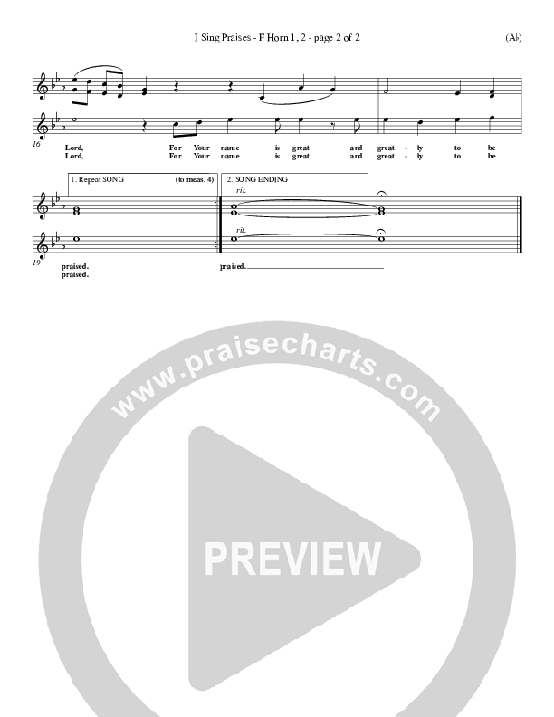 I Sing Praises French Horn 1/2 (Terry MacAlmon)