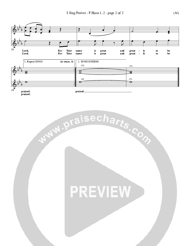 I Sing Praises French Horn 1/2 (Terry MacAlmon)