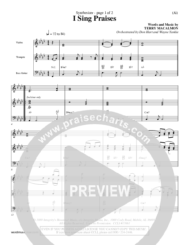 I Sing Praises Synth (Terry MacAlmon)