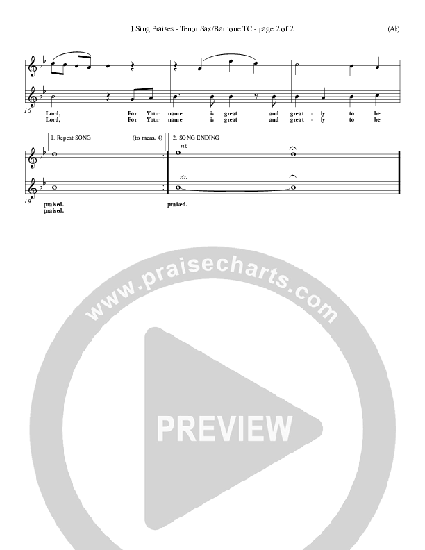 I Sing Praises Tenor Sax/Baritone T.C. (Terry MacAlmon)