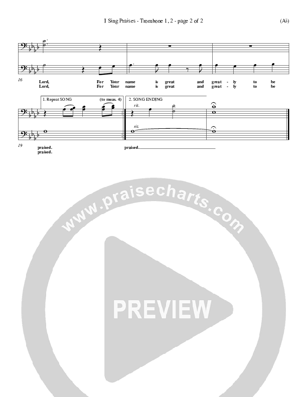 I Sing Praises Trombone 1/2 (Terry MacAlmon)