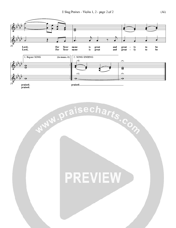 I Sing Praises Violin 1/2 (Terry MacAlmon)