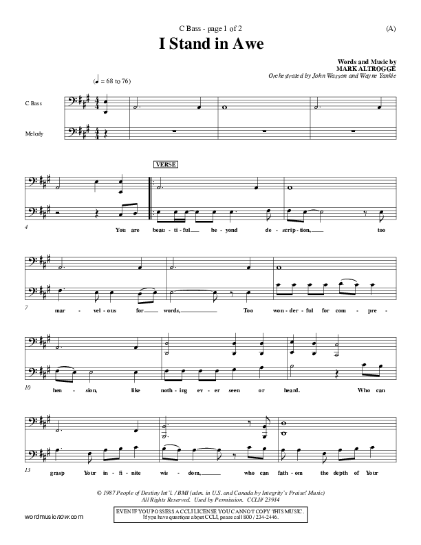 I Stand In Awe Contrabass (Mark Altrogge)