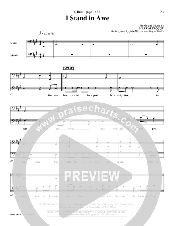 I Stand In Awe Contrabass (Mark Altrogge)