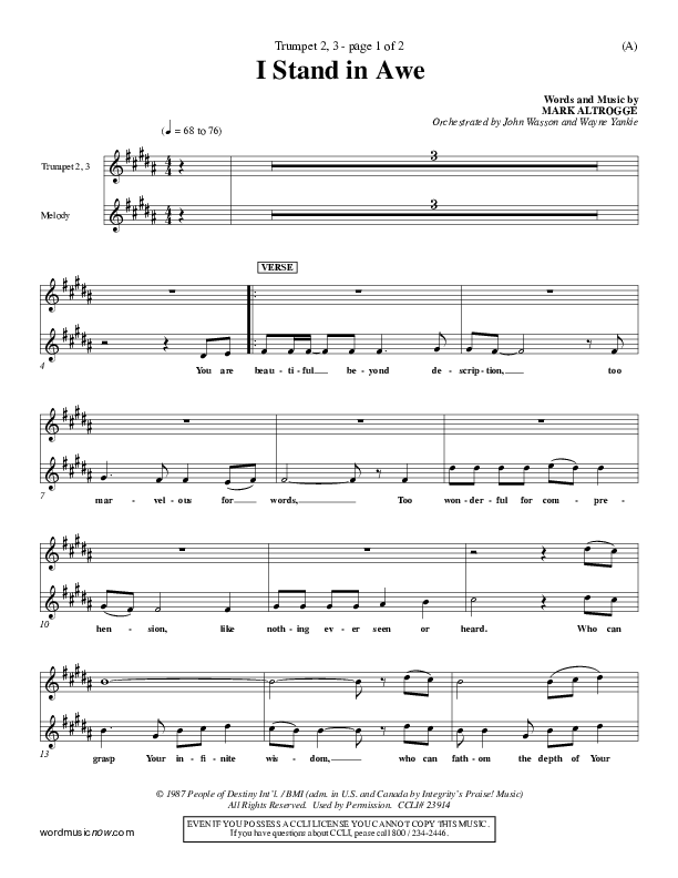 I Stand In Awe Trumpet 2/3 (Mark Altrogge)