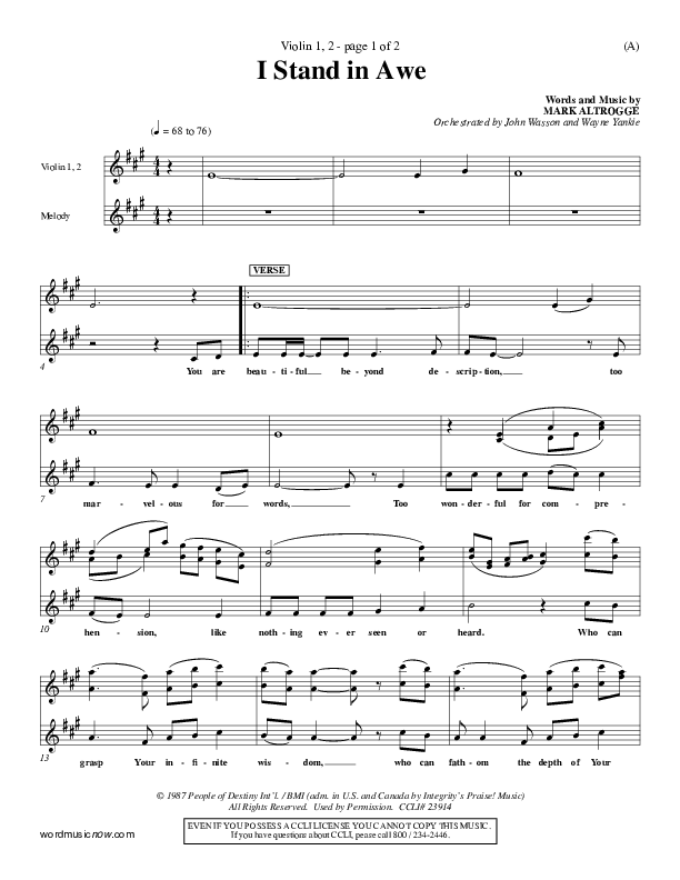 I Stand In Awe Violin 1/2 (Mark Altrogge)