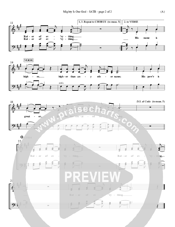 Mighty Is Our God Choir Sheet (SATB) (Don Moen)