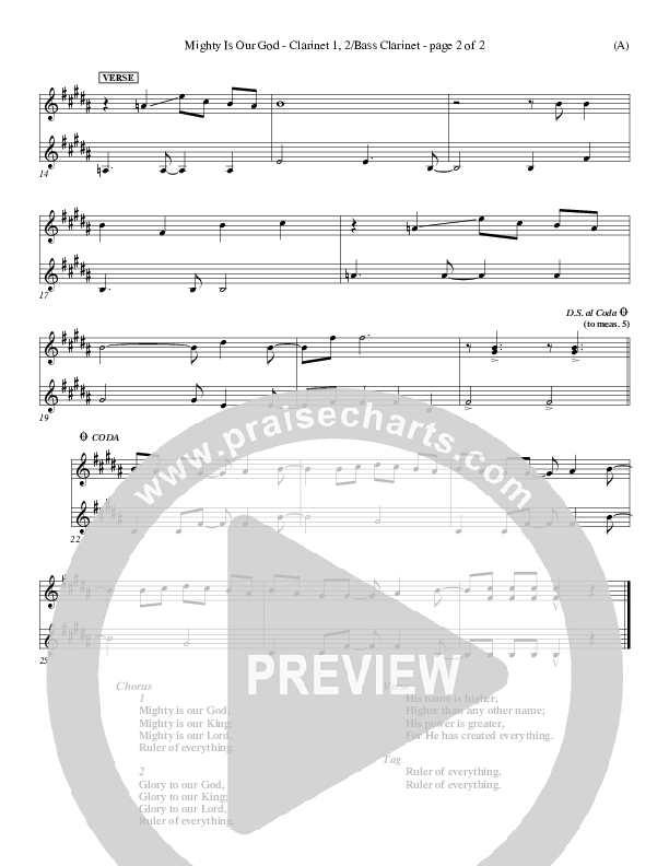 Mighty Is Our God Clarinet 1/2, Bass Clarinet (Don Moen)