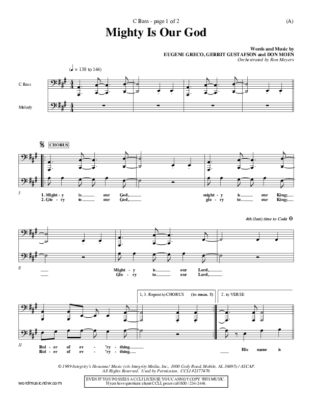 Mighty Is Our God Contrabass (Don Moen)