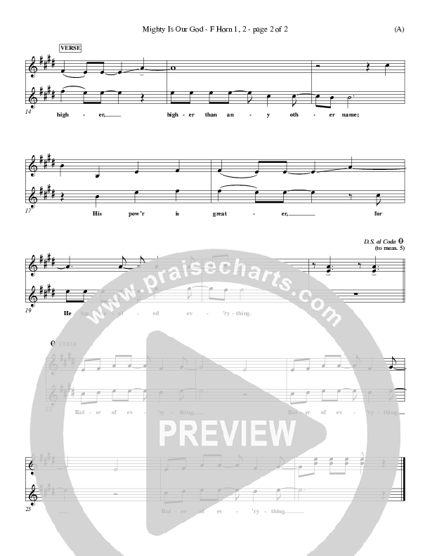 Mighty Is Our God French Horn 1/2 (Don Moen)
