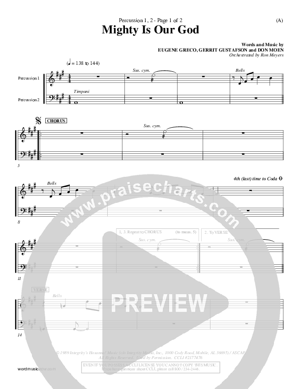 Mighty Is Our God Percussion 1/2 (Don Moen)