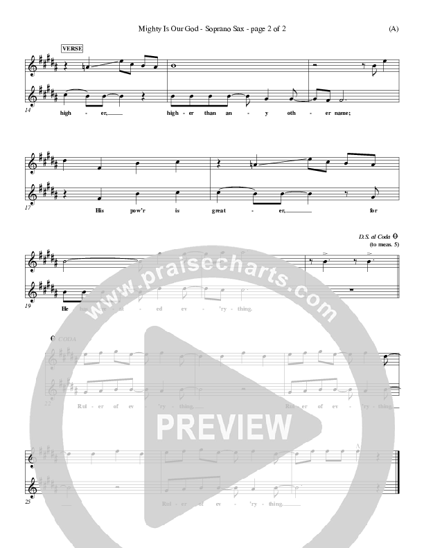 Mighty Is Our God Soprano Sax (Don Moen)