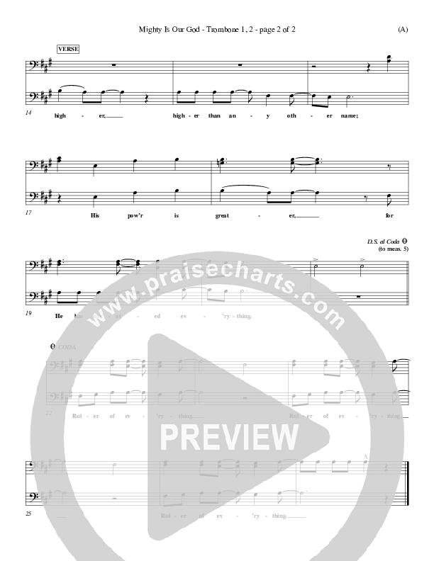 Mighty Is Our God Trombone 1/2 (Don Moen)