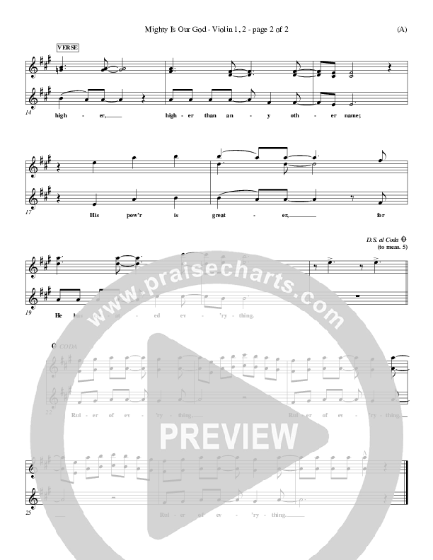 Mighty Is Our God Violin 1/2 (Don Moen)