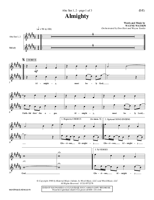 Almighty Alto Sax 1/2 (Wayne Watson)