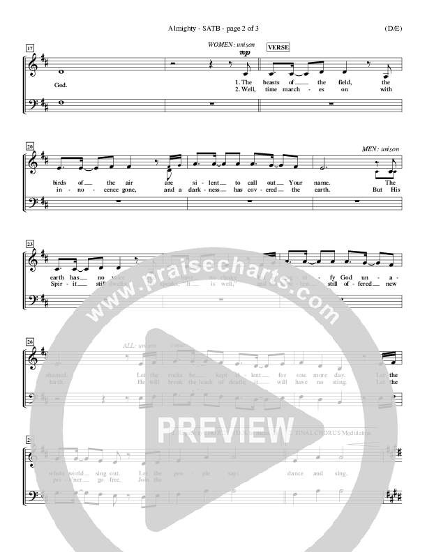 Almighty Choir Sheet (SATB) (Wayne Watson)