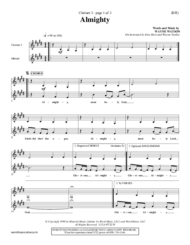 Almighty Clarinet 3 (Wayne Watson)