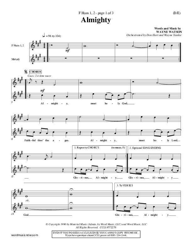 Almighty French Horn 1/2 (Wayne Watson)