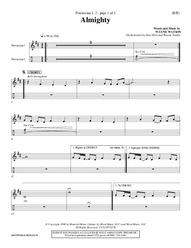 Almighty Percussion 1/2 (Wayne Watson)