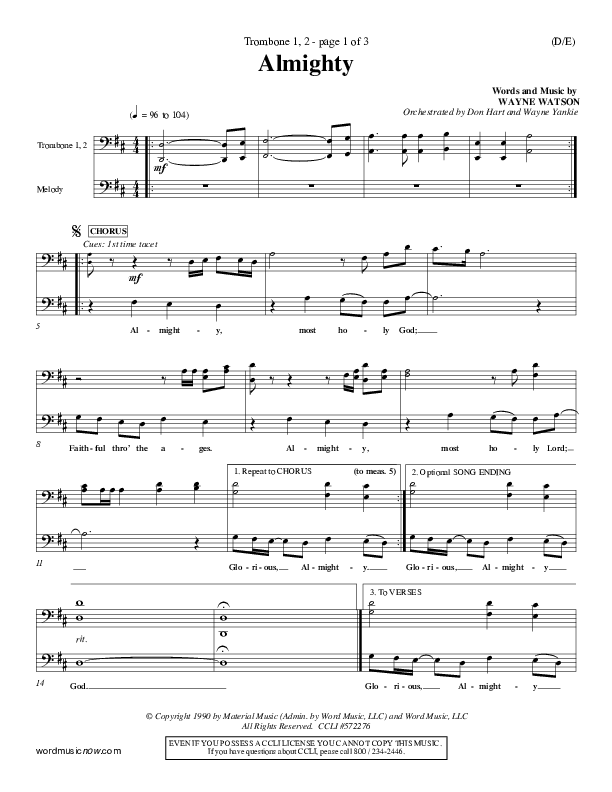 Almighty Trombone 1/2 (Wayne Watson)