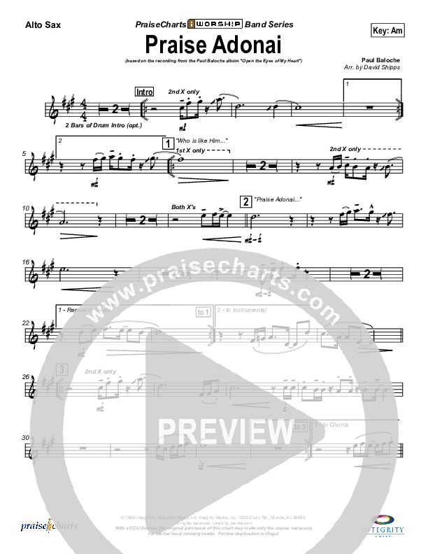 Praise Adonai Alto Sax (Paul Baloche)