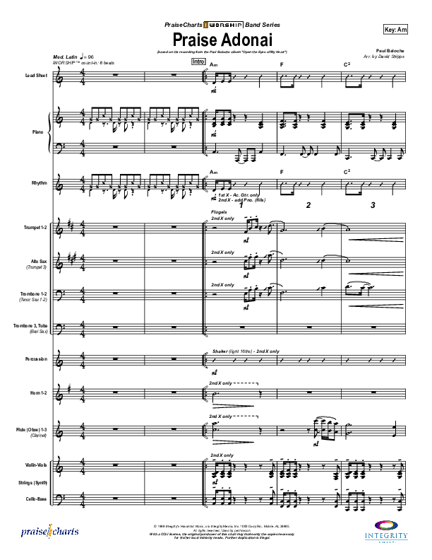 Praise Adonai Conductor's Score (Paul Baloche)