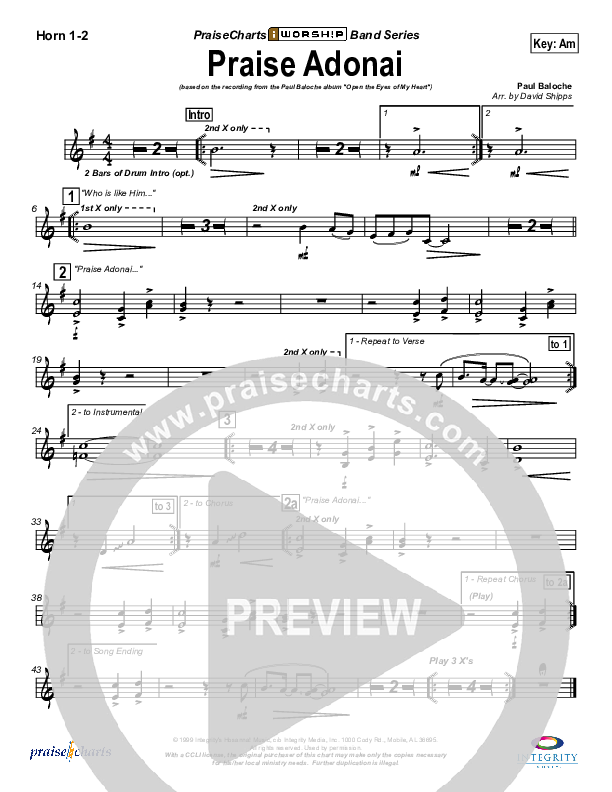 Praise Adonai French Horn 1/2 (Paul Baloche)