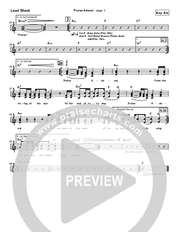 Praise Adonai Lead Sheet (SAT) (Paul Baloche)