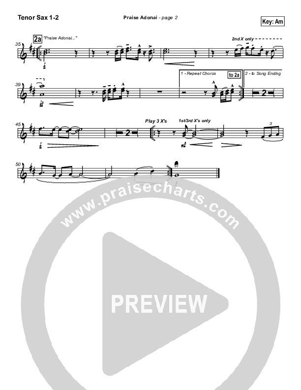 Praise Adonai Tenor Sax 1/2 (Paul Baloche)