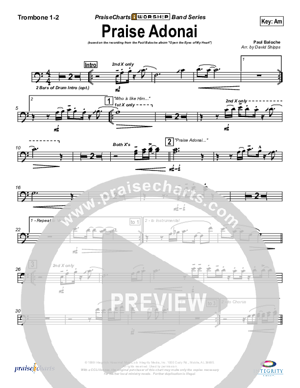 Praise Adonai Trombone 1/2 (Paul Baloche)