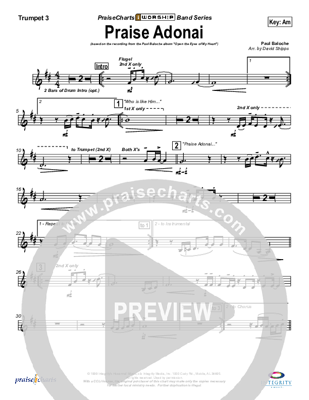 Praise Adonai Trumpet 3 (Paul Baloche)