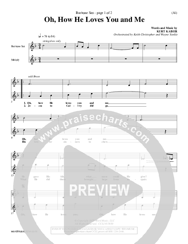 Oh How He Loves You And Me Bari Sax (Kurt Kaiser)