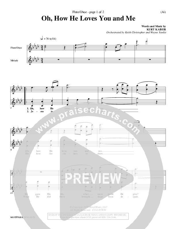 Oh How He Loves You And Me Flute/Oboe (Kurt Kaiser)
