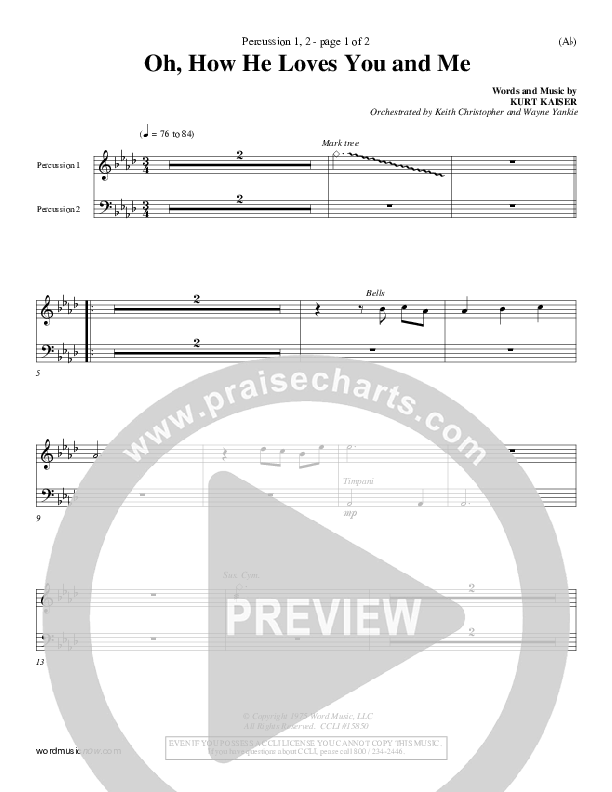 Oh How He Loves You And Me Percussion 1/2 (Kurt Kaiser)