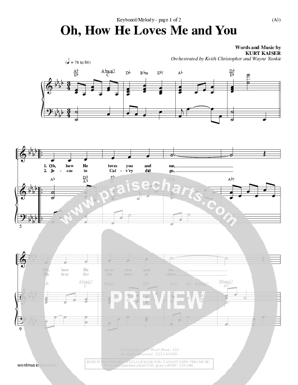 Oh How He Loves You And Me Lead Sheet (Kurt Kaiser)