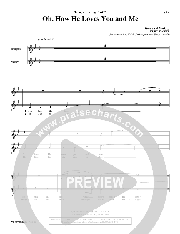 Oh How He Loves You And Me Trumpet 1 (Kurt Kaiser)