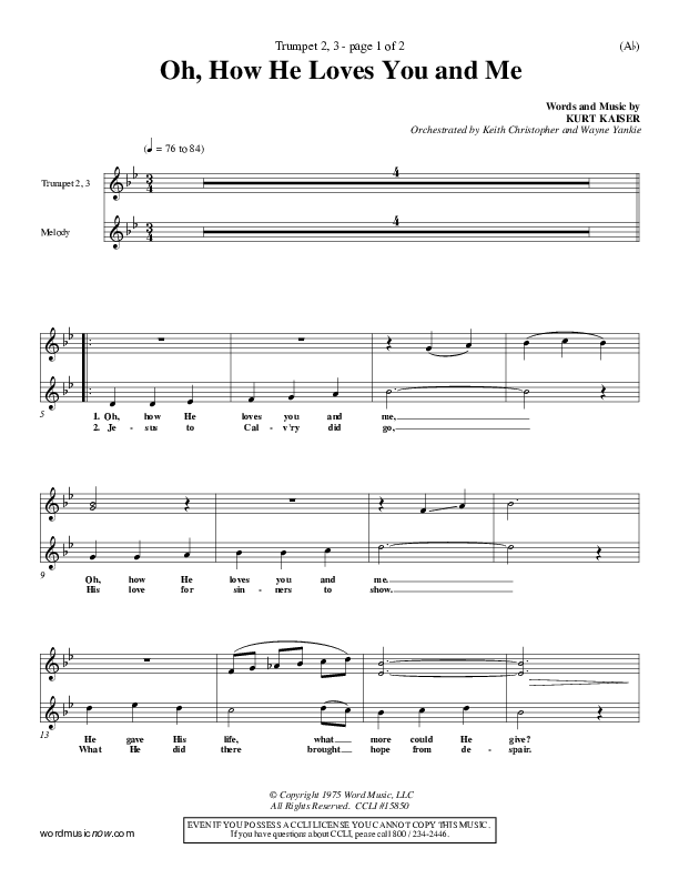 Oh How He Loves You And Me Trumpet 2/3 (Kurt Kaiser)
