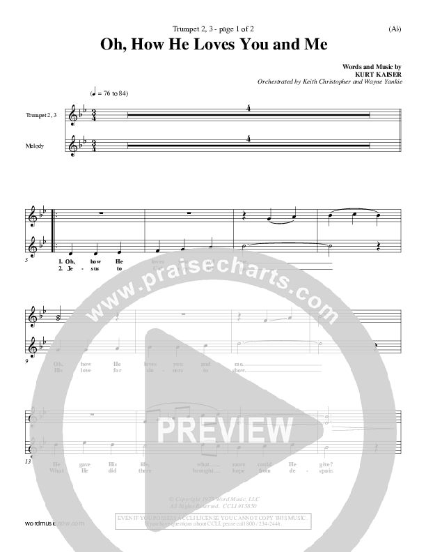 Oh How He Loves You And Me Trumpet 2/3 (Kurt Kaiser)