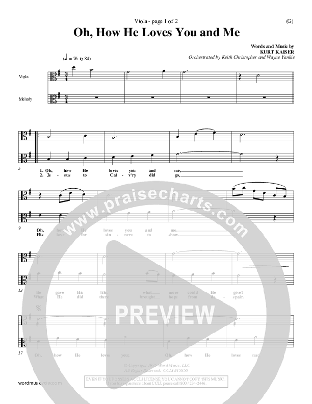 Oh How He Loves You And Me Viola (Kurt Kaiser)