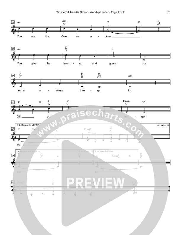 Wonderful Merciful Savior Lead Sheet (Eric Wyse)