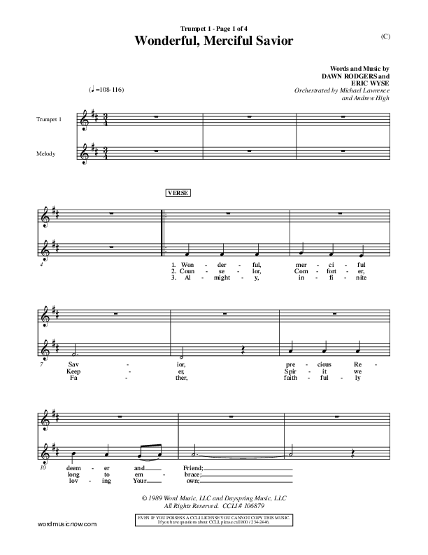 Wonderful Merciful Savior Trumpet 1 (Eric Wyse)