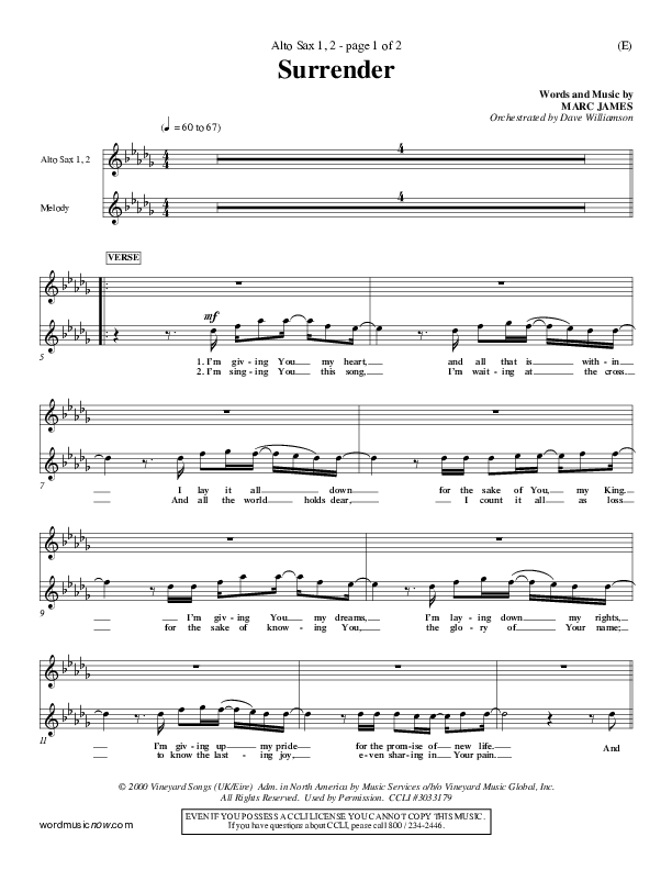 Surrender Alto Sax 1/2 (Marc James)