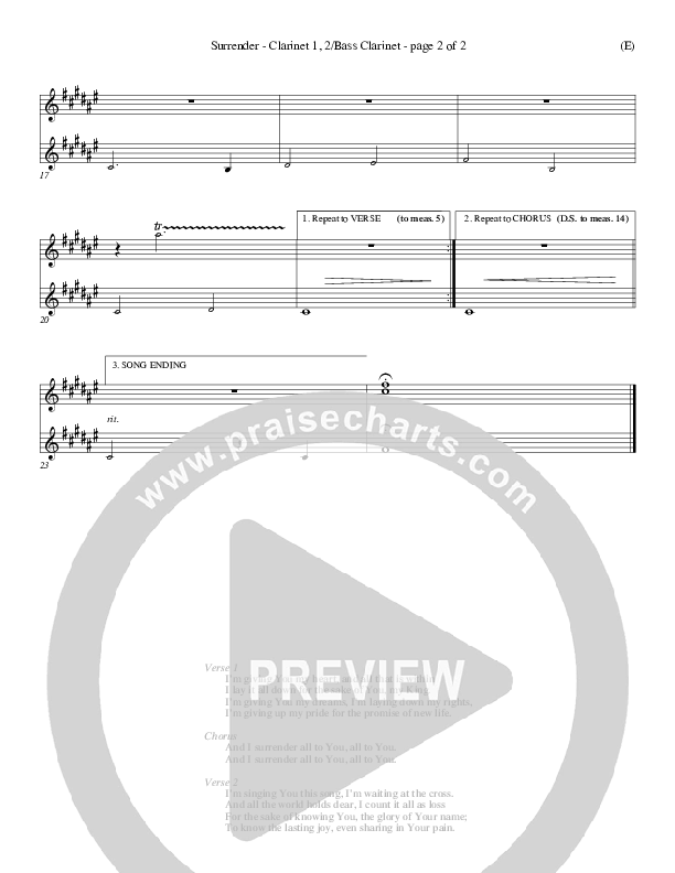 Surrender Clarinet 1/2, Bass Clarinet (Marc James)