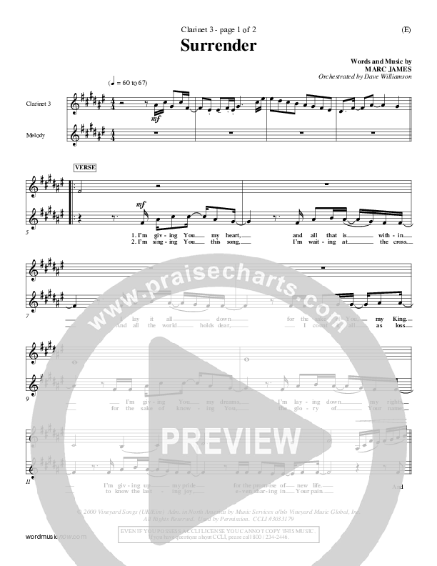 Surrender Clarinet 3 (Marc James)